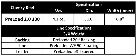 Cheeky PreLoad 2.0 300 Fly Reel, Moonstone