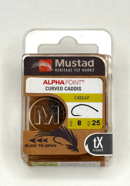 Mustad Caddis Hook Curved 1X Short Forged Straight TitanX 25 Pack