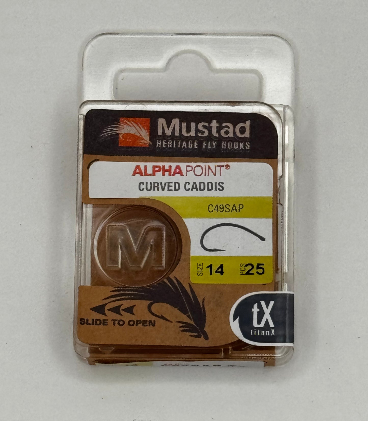 Mustad Caddis Hook Curved 1X Short Forged Straight TitanX 25 Pack